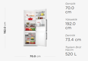 Arçelik 2495 Cnmy Beyaz Nf Kombi Buzdolabı