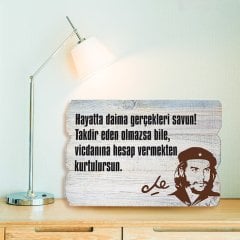 Ahşap Duvar Panosu ''Gerçekler, Che Guevara'' - Ev Dekorasyonu