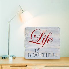 Ahşap Duvar Panosu ''Life is Beatiful'' - Ev Dekorasyon