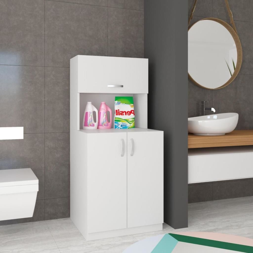 Raflı Mdf Banyo Dolabı Çamaşır Makinesi Koruma Dolabı