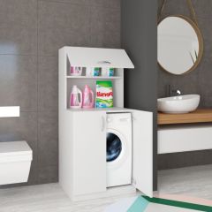 Raflı Mdf Banyo Dolabı Çamaşır Makinesi Koruma Dolabı