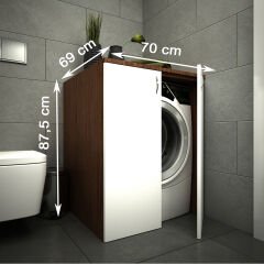 Mine Çamaşır Makinesi Alt Dolabı Ceviz/Beyaz