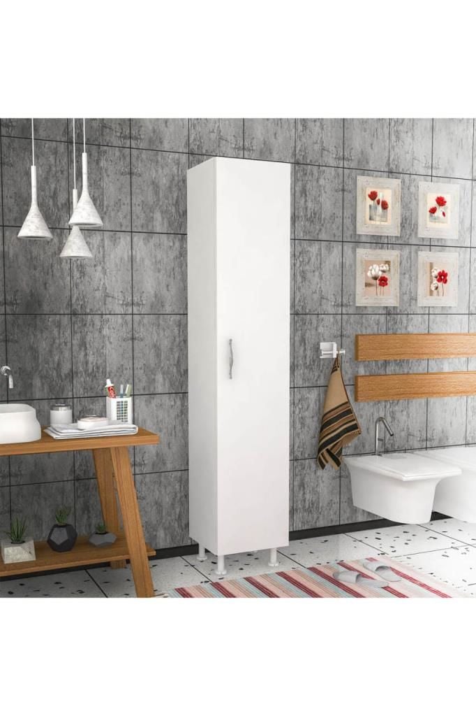 5 Raflı MDF Banyo Boy Dolabı Çok Amaçlı Dolap