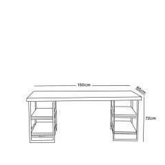 Ders Çalışma Masası Metal Kitaplıklı Bilgisayar Masa Ceviz
