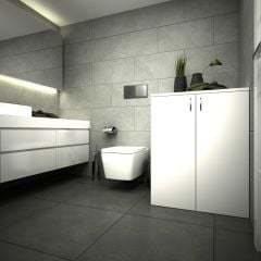 Lux Banyo Dolabı Kapaklı Çamaşır Makinesi Dolap Beyaz