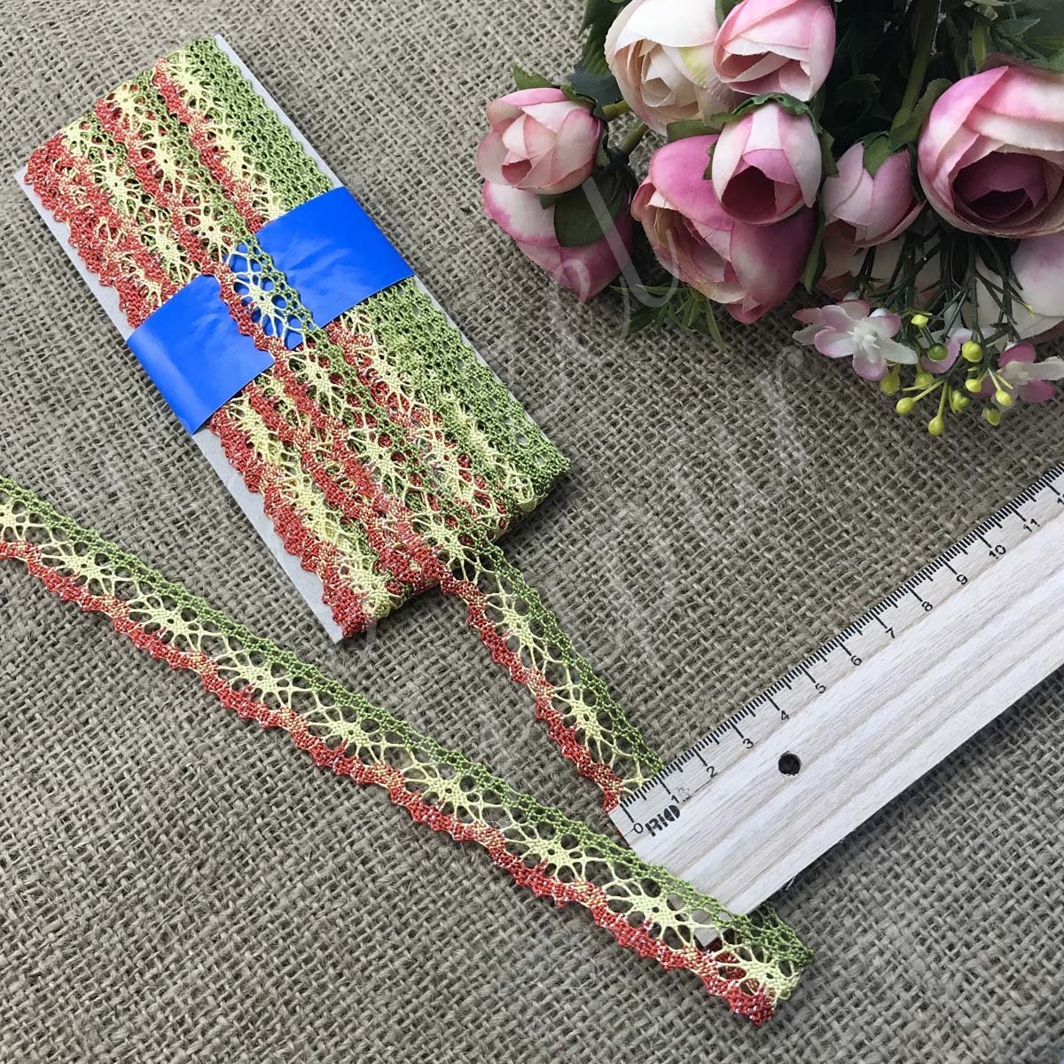 Floş Dantel 1993 Kırmızı Yeşil Sarı