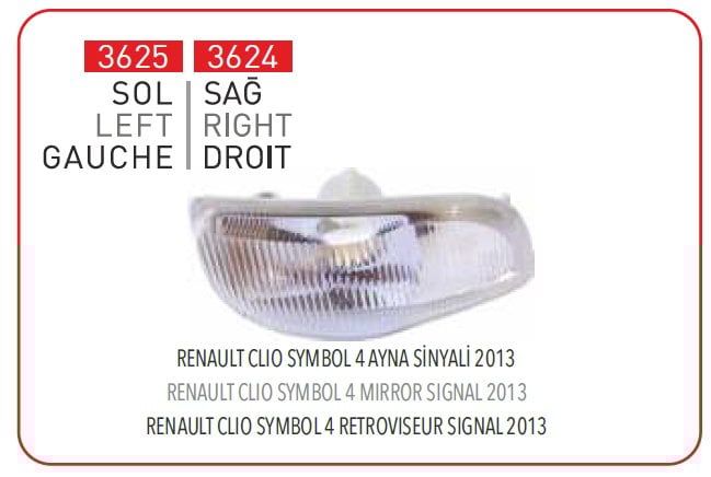 SAĞ AYNA SİNYALİ CLİO SYMBOL 12-> 261600977R-