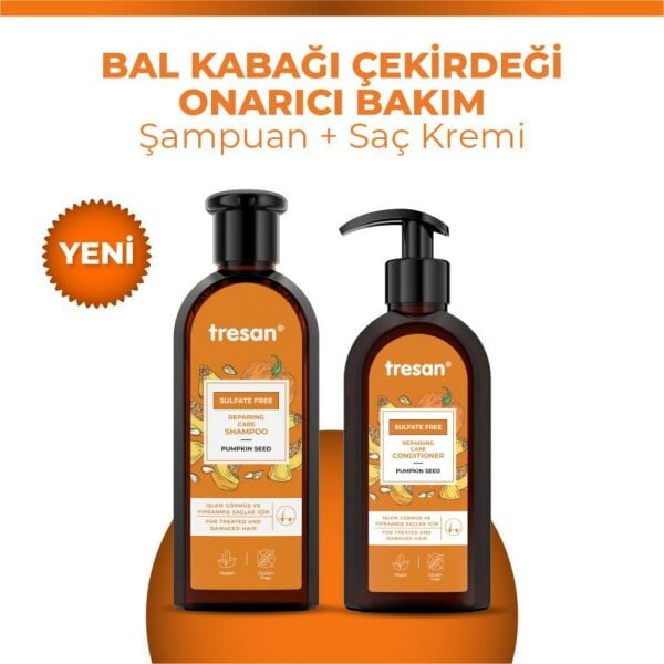 Tresan Bal Kabağı Çekirdeği Onarıcı Sülfatsız Bakım Şampuanı 300 ml + Saç Kremi 300 ml