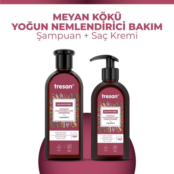 Tresan Meyan Kökü Yoğun Nemlendirici Sülfatsız Bakım Şampuanı 300 ml + Saç Kremi 300 ml