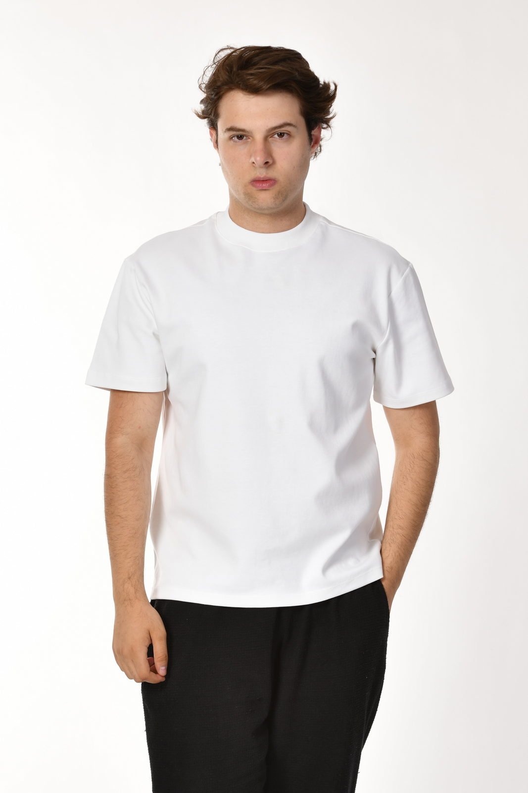 Zegy Bisiklet Yaka Kısa Kollu Erkek Tişört - Beyaz