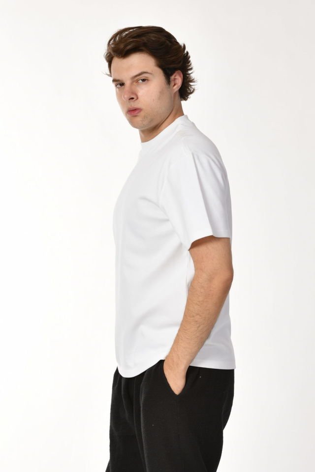 Zegy Bisiklet Yaka Kısa Kollu Erkek Tişört - Beyaz