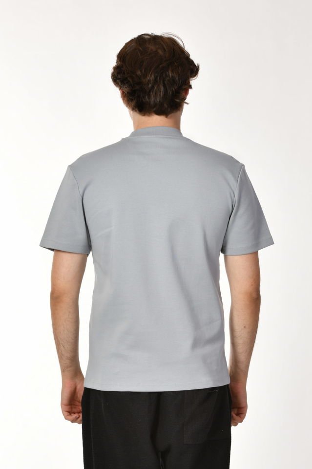 Zegy Bisiklet Yaka Kısa Kollu Erkek Tişört  - Gri