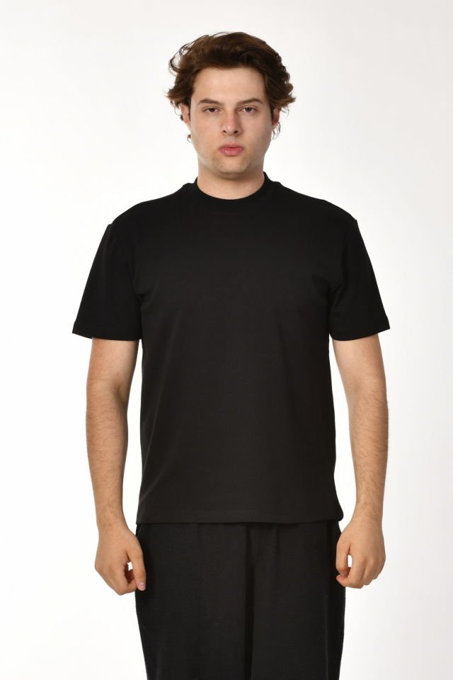 Zegy Bisiklet Yaka Kısa Kollu Erkek Tişört  - Siyah