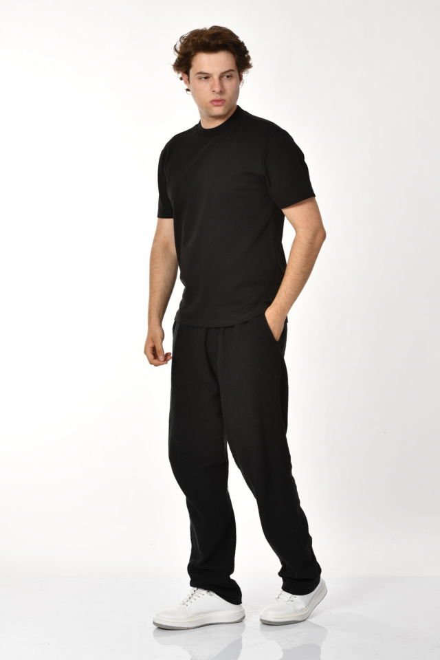 Zegy Bisiklet Yaka Kısa Kollu Erkek Tişört  - Siyah