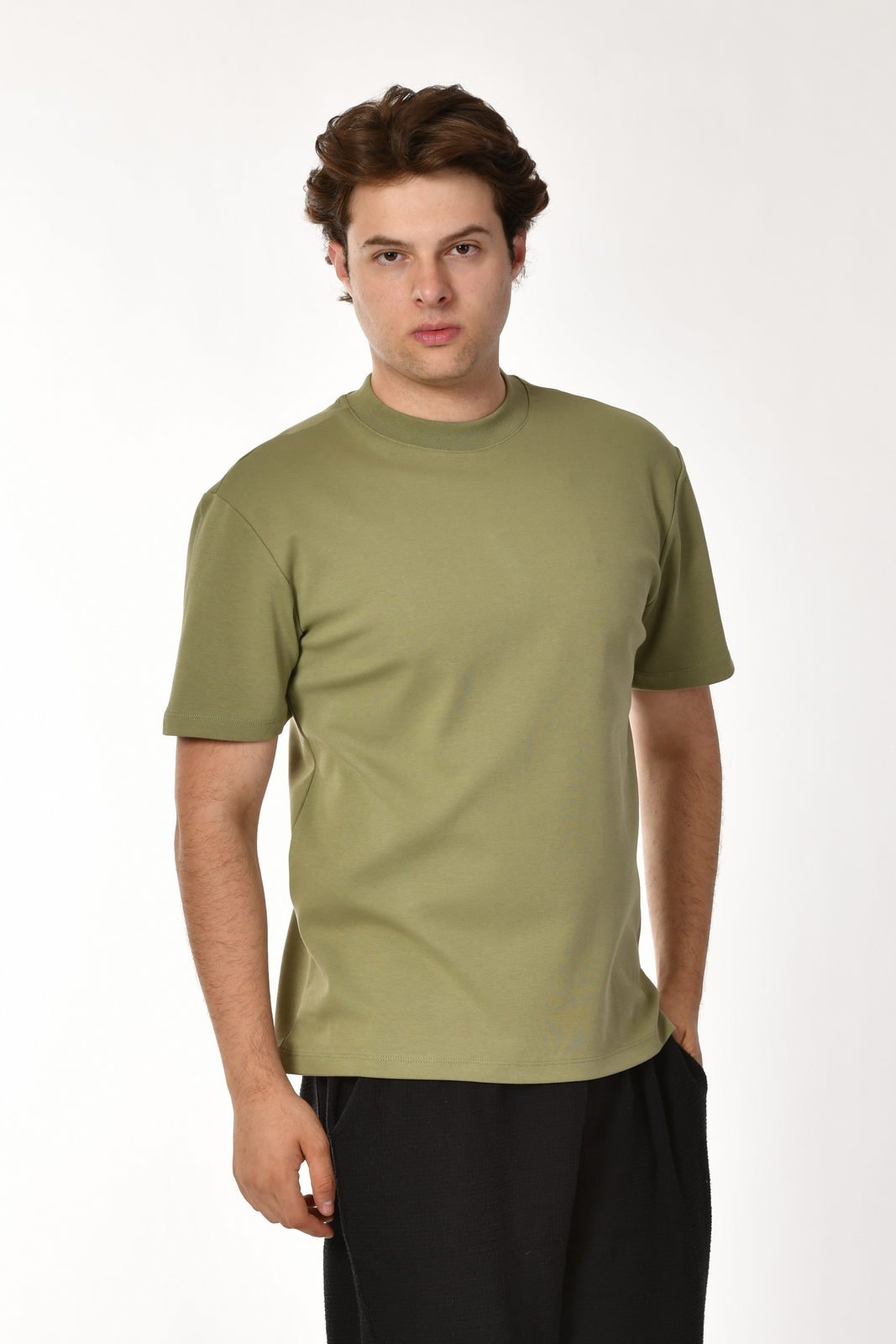 Zegy Bisiklet Yaka Kısa Kollu Erkek Tişört  - Yeşil