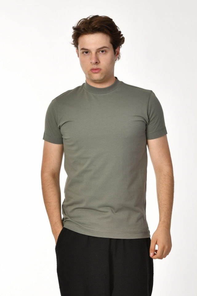 Zegy Bisiklet Yaka Kısa Kollu Erkek Tişört  - Yeşil