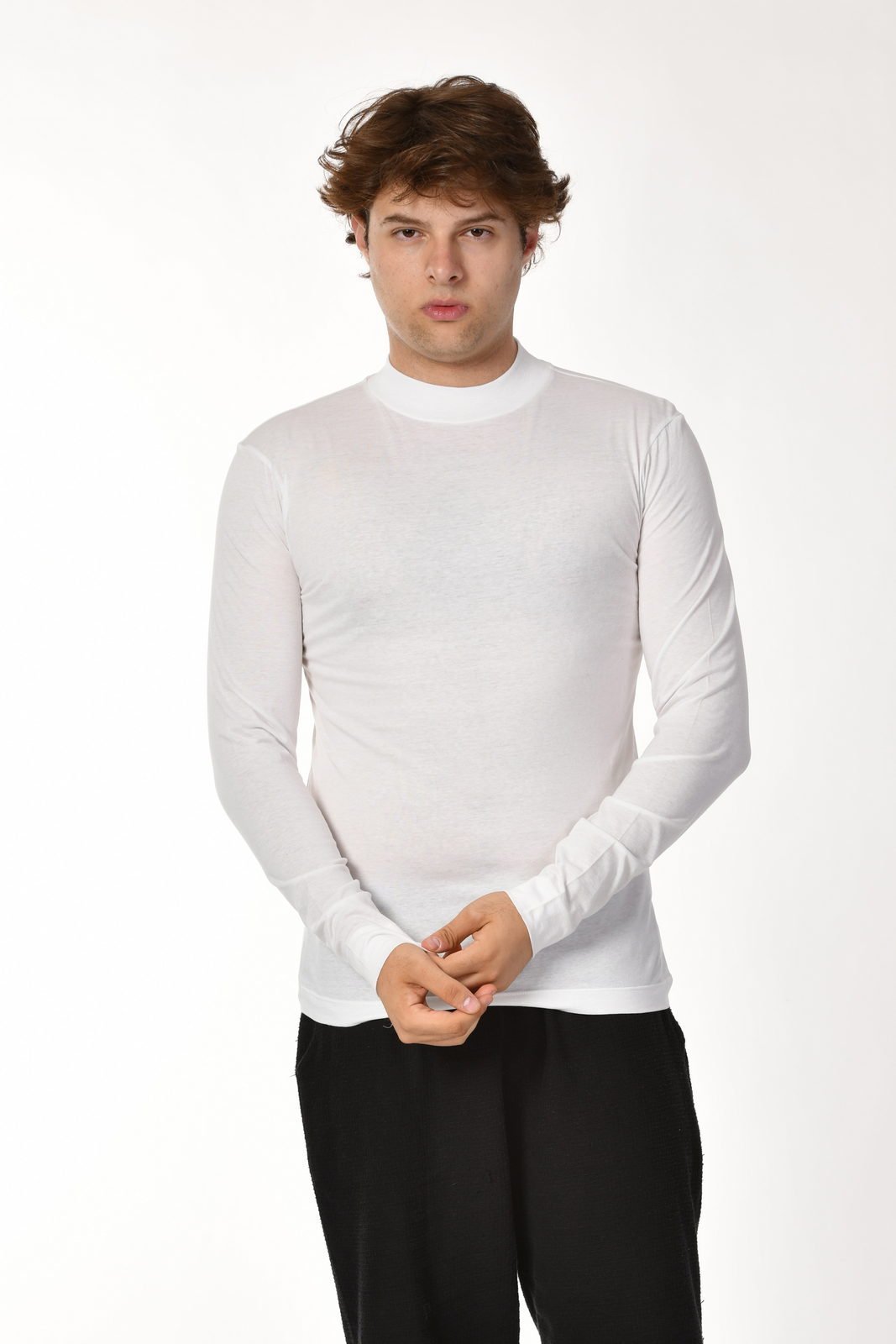 Zegy Bisiklet Yaka Uzun Kollu Erkek Tişört  - Beyaz