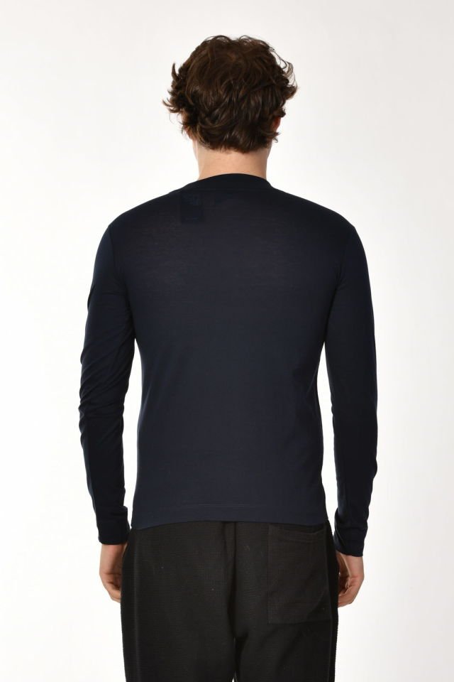 Zegy Bisiklet Yaka Uzun Kollu Erkek Tişört  - Lacivert