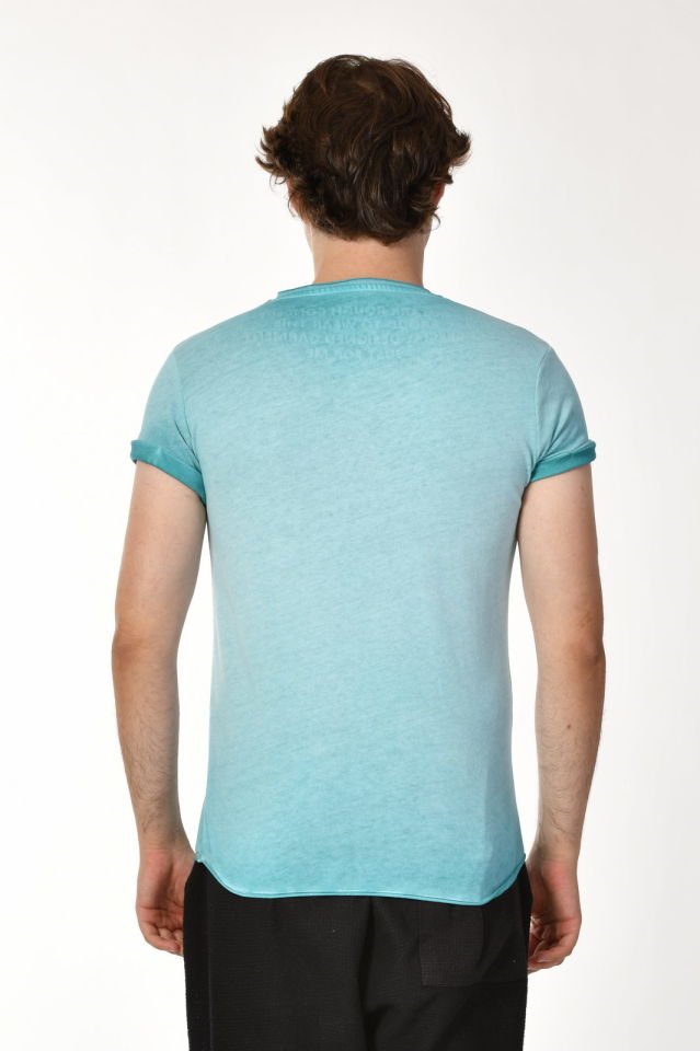 Zegy Bisiklet Yaka Kısa Kollu Erkek Tişört  - Yeşil