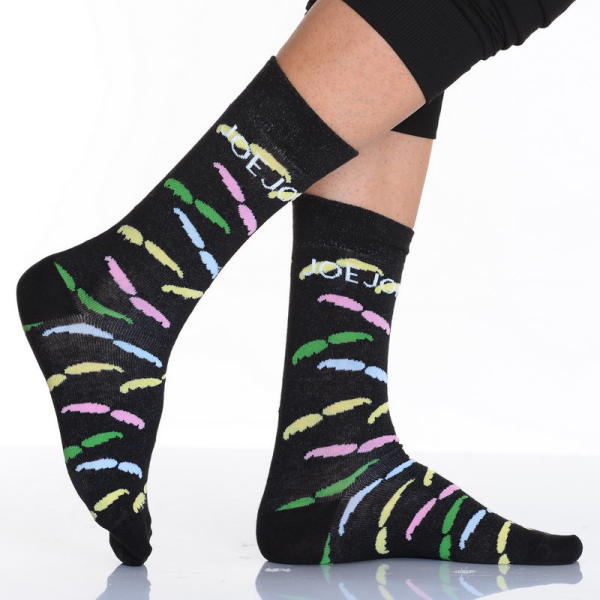 Çok Renkli Desenli Erkek Soket Çorabı Siyah E213