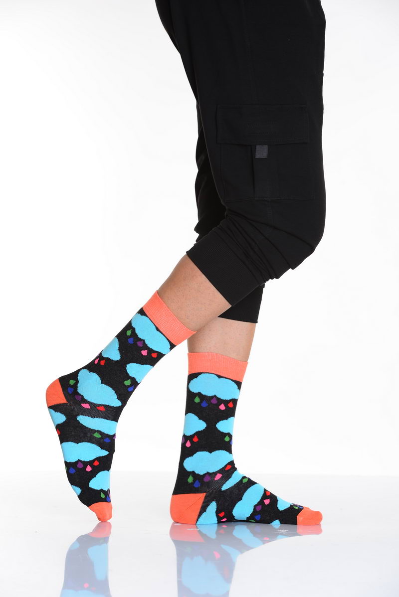 Bulut Desenli Renkli Erkek Soket Çorabı Çok Renkli E213