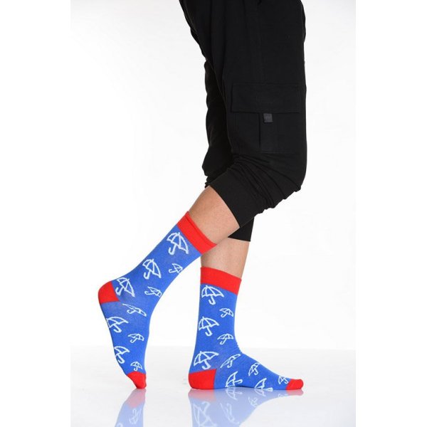 Şemsiye Desenli Renkli Erkek Soket Çorabı Mavi E213
