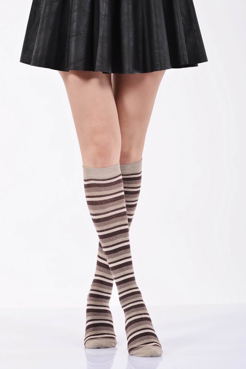 Kadın Çemberli Dizaltı Çorabı   - Bej