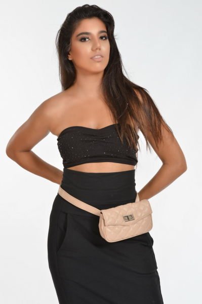 Önden Düğmeli Deri Kadın Bel Çantası - PUDRA