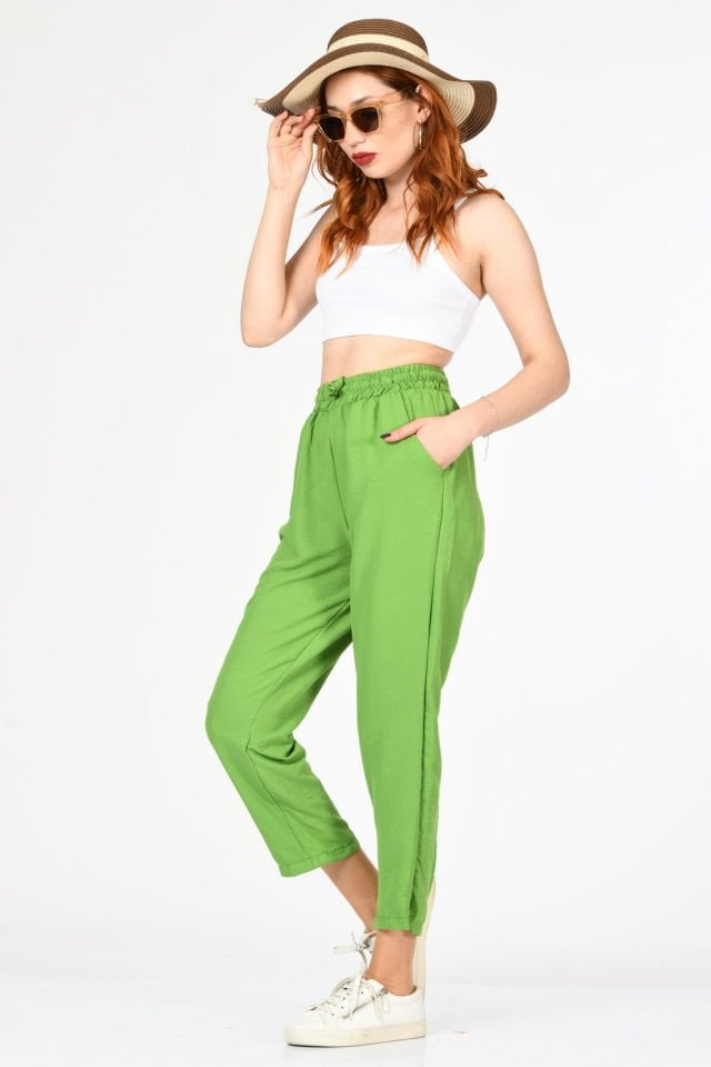 Bebe Plus Lastikli Salaş Pantolon  - Yeşil