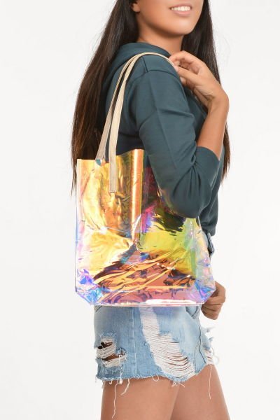 Hologram Yarı Şeffaf El ve Omuz Çantası