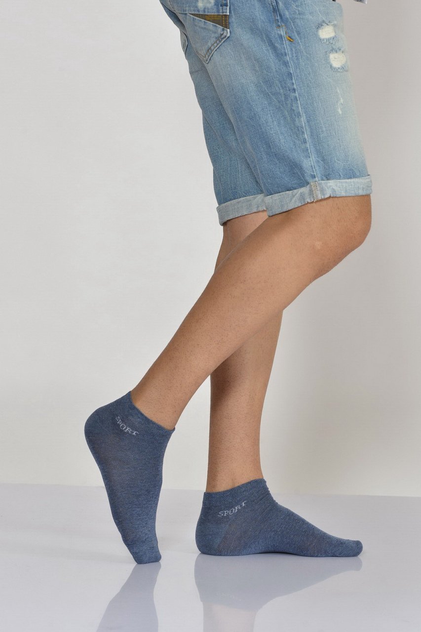 Erkek Düz Sport Patik Çorabı  - Mavi