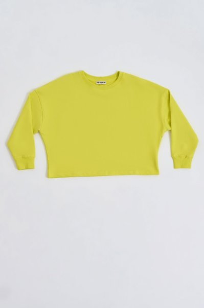 Organik Uzun Kollu Kadın Crop Sweatshirt - Sarı Sarı - L