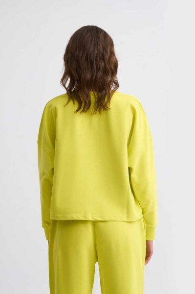 Organik Uzun Kollu Kadın Crop Sweatshirt - Sarı Sarı - L