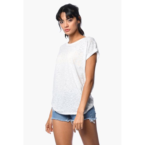 Cotton Candy Baskılı Kısa Kollu Flamlı Kadın T-Shirt - Beyaz