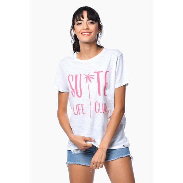 Cotton Candy Flamlı Baskılı Kısa Kollu Kadın T-Shirt - Beyaz