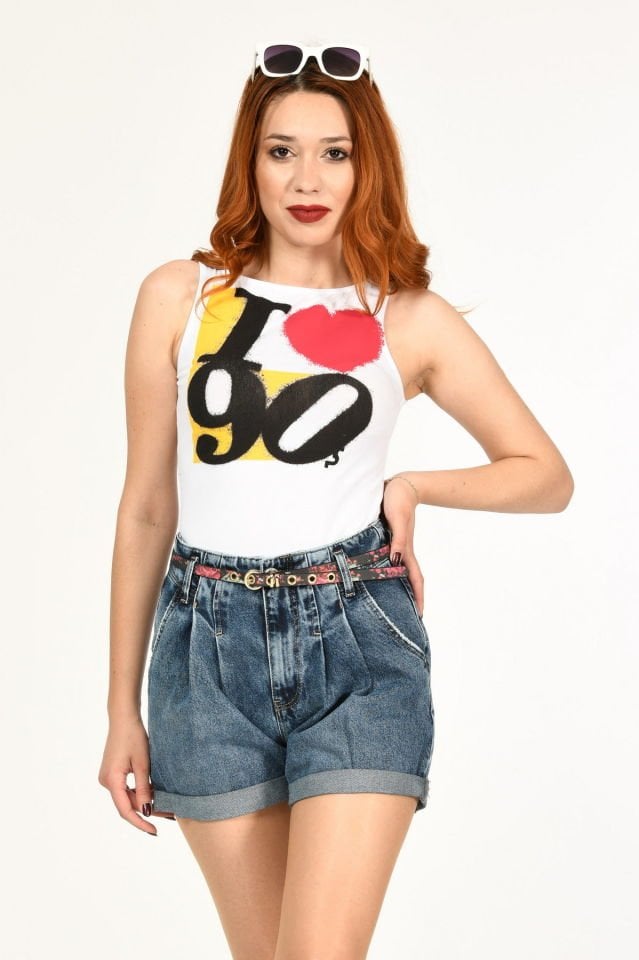 WhatsUp Duble Paça Yüksek Bel Denim Şort  - Denim
