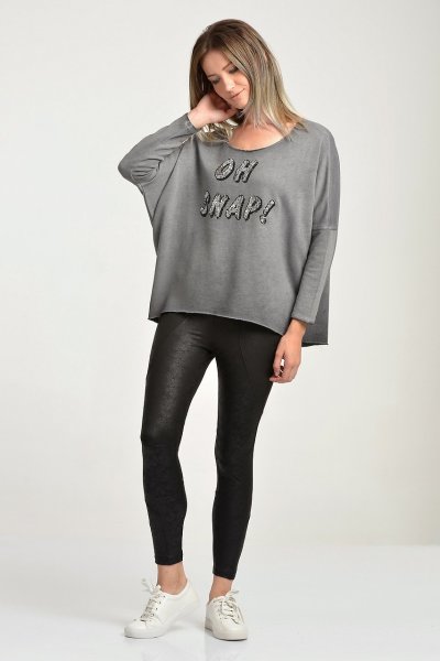 Cotton Candy OH SNAP! Kadın Sweatshirt - Washed Black