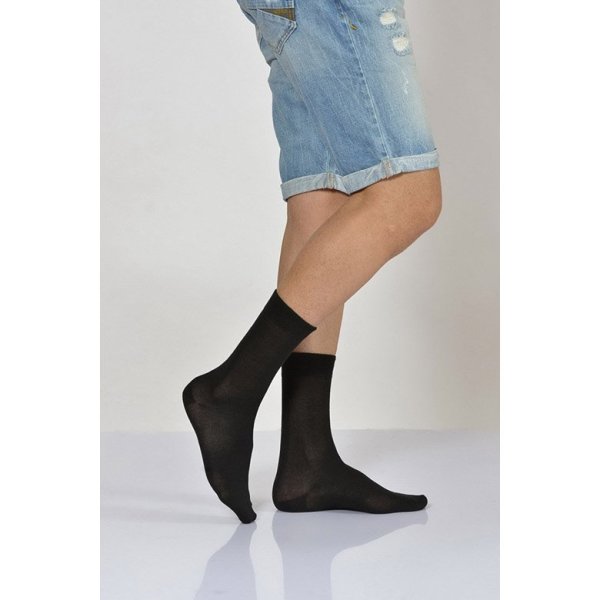 Erkek Düz Tek Renk Modal  Soket Çorabı  - Siyah