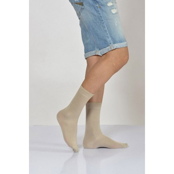 Erkek Düz Tek Renk Modal  Soket Çorabı  - Bej