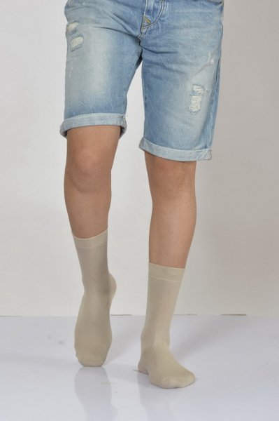 Erkek Düz Tek Renk Modal  Soket Çorabı  - Bej