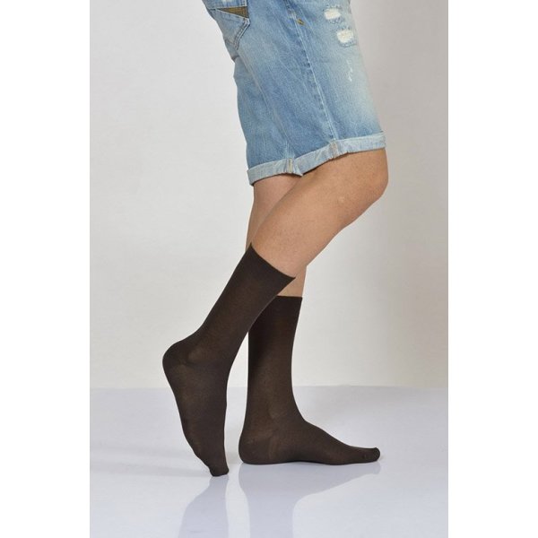 Erkek Düz Tek Renk Modal Soket Çorabı  - Kahverengi