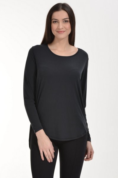 Cotton Candy Dokuma Detaylı Modal Kadın T-Shirt - Antrasit