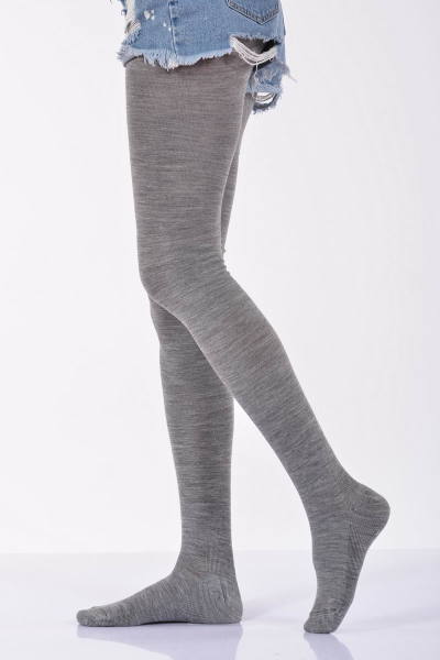 Kadın Düz Renk Külotlu Çorabı  - Açık Gri