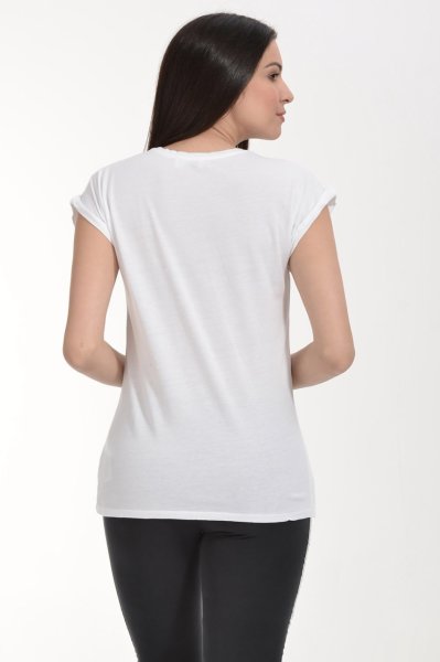 Cotton Candy Baskılı Kısa Kol Kadın T-Shirt - Beyaz