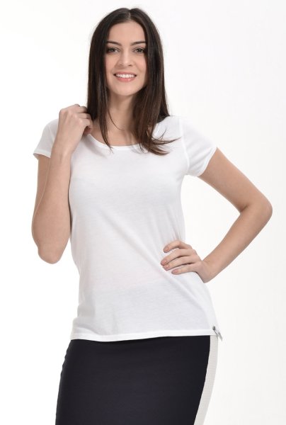 Cotton Candy Yuvarlak Yaka Kısa Kol Basic Kadın T-Shirt - Beyaz