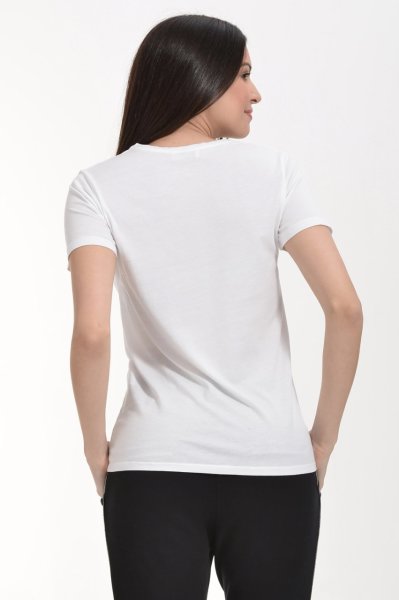 Cotton Candy Kalp-Kirpik Baskılı Kısa Kol Kadın T-Shirt - Beyaz