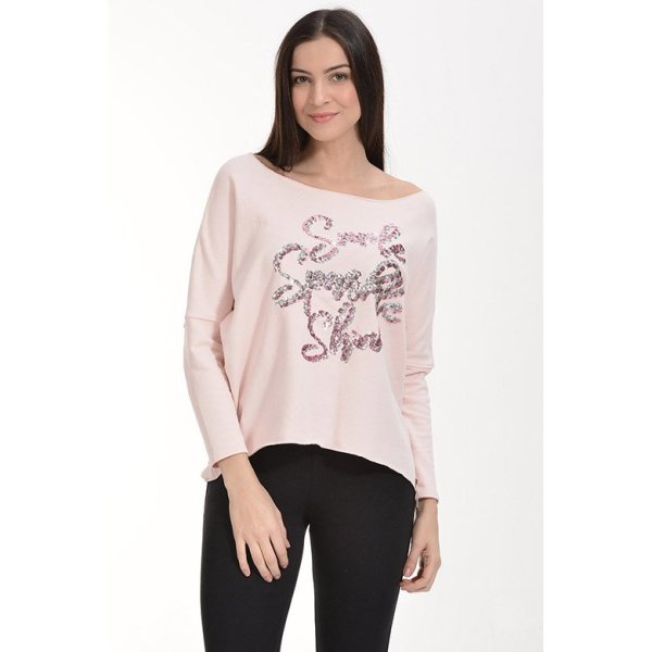 Cotton Candy Pul İşlemeli Kadın Sweatshirt - Pembe