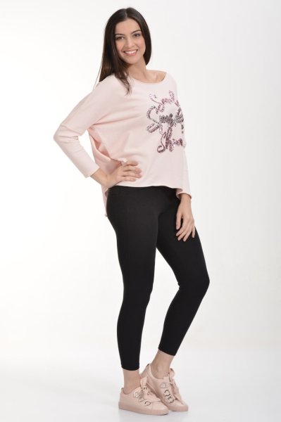 Cotton Candy Pul İşlemeli Kadın Sweatshirt - Pembe