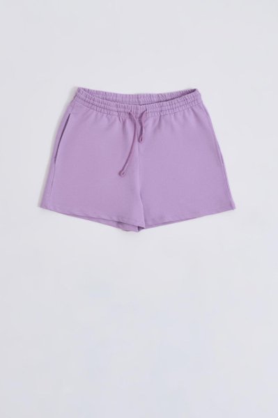 Organik Cepli Regular Fit Bağcıklı Kadın Şort - Lila Lila - S