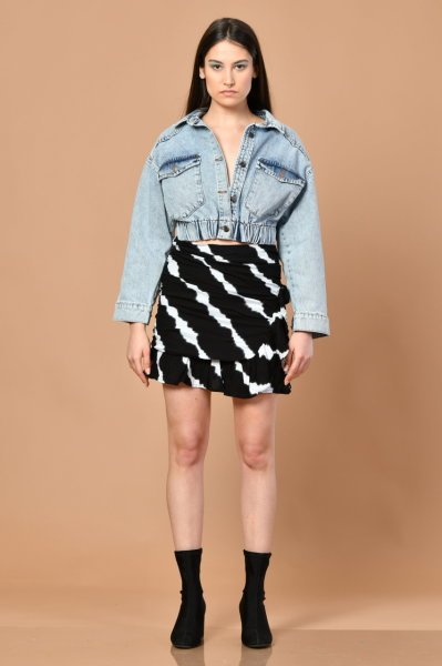 Crop Denim Kadın Ceket Denim